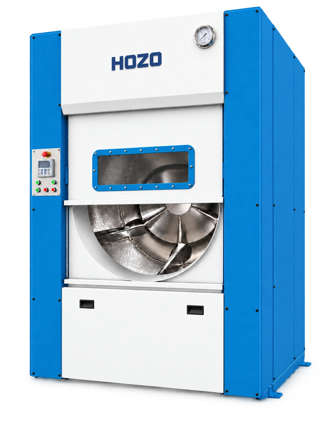 依据实拍制作的 HSG-100T 蓝色上下开门快速烘干机外观示意